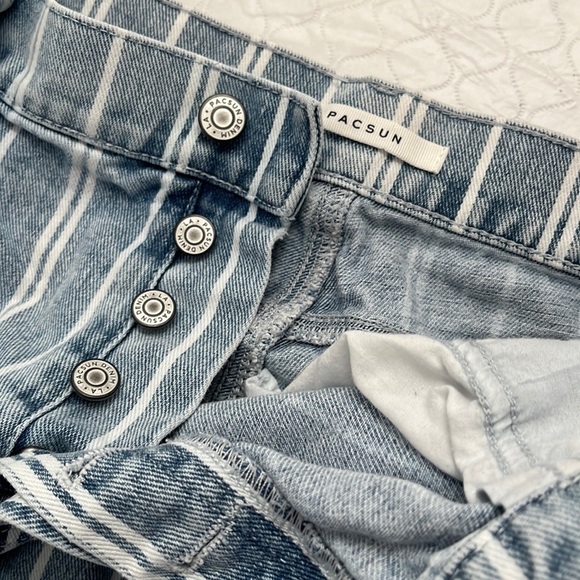 PacSun blue and white pinstripe high rise straight jeans - Picture 4 of 12